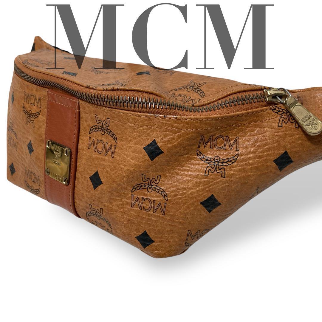 【美品】エムシーエム　ヴィセトス ボディバッグ　ウエストポーチ　レザー　キャメル