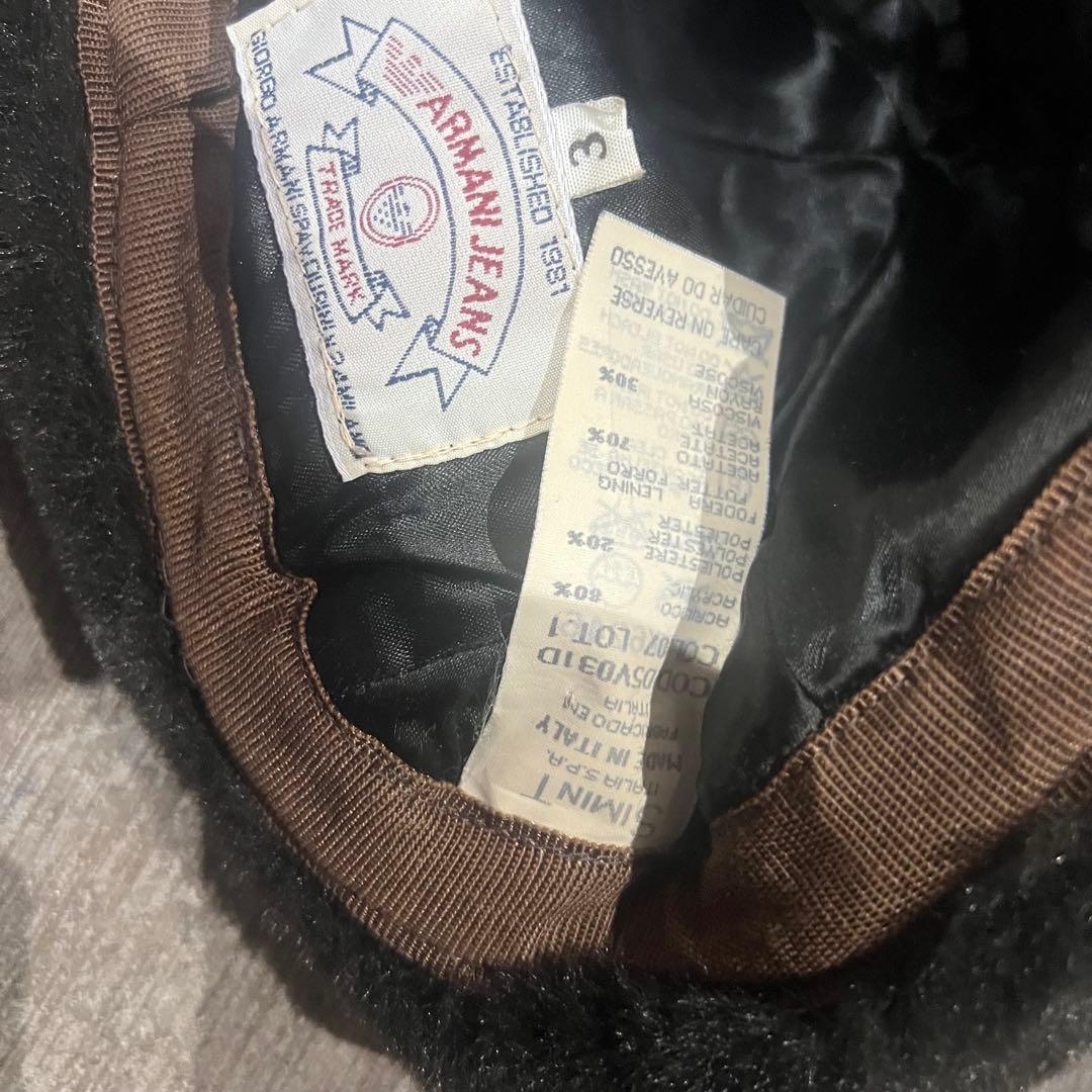 90's y2k Armani archive ファー　ハット　希少　ブラウン