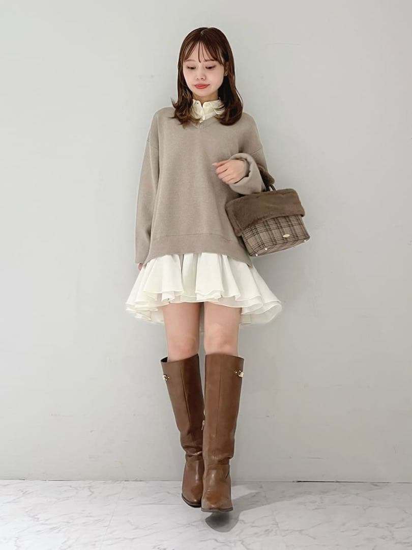 lilybrown シャツドッキングフリルミニワンピース