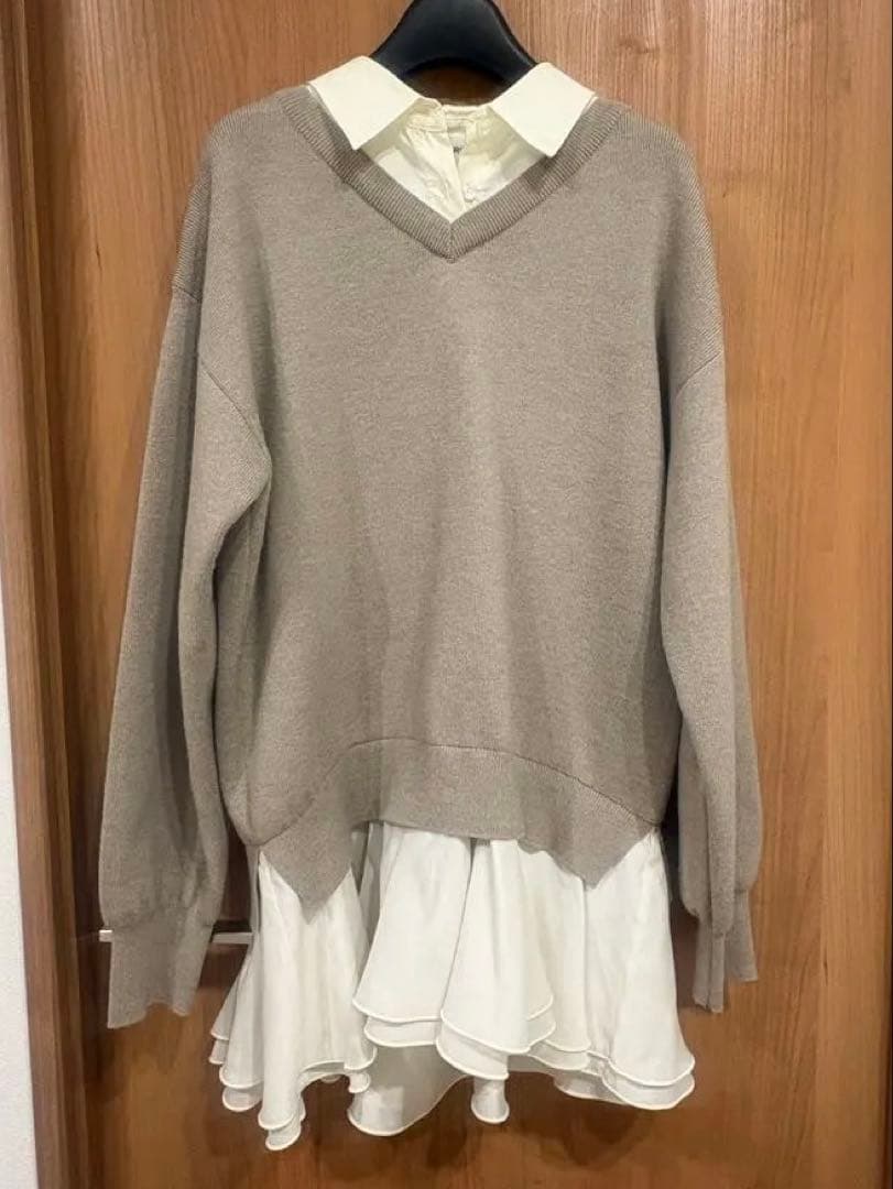 lilybrown シャツドッキングフリルミニワンピース