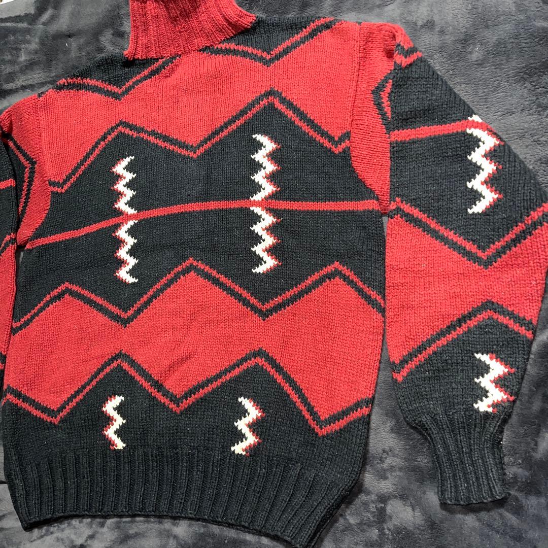 90S ヴィンテージ ポロバイラルフローレン ハンドニット XL ネイティブ柄