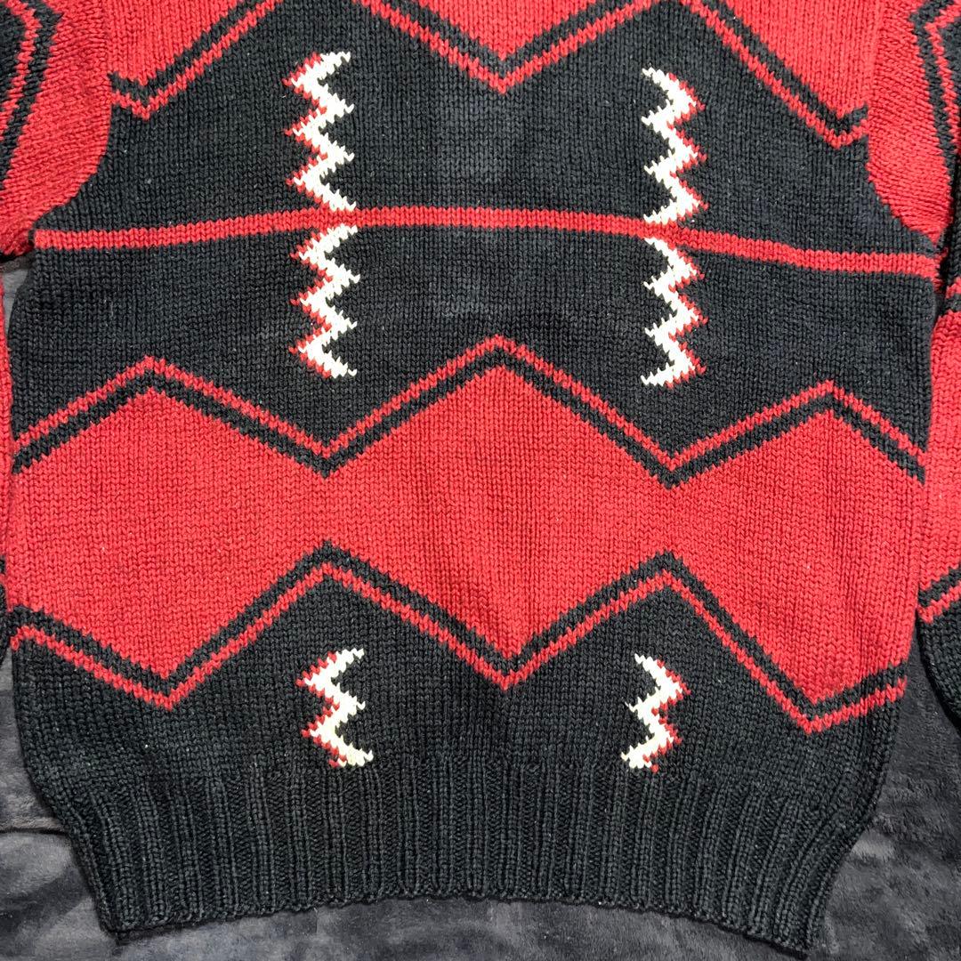 90S ヴィンテージ ポロバイラルフローレン ハンドニット XL ネイティブ柄