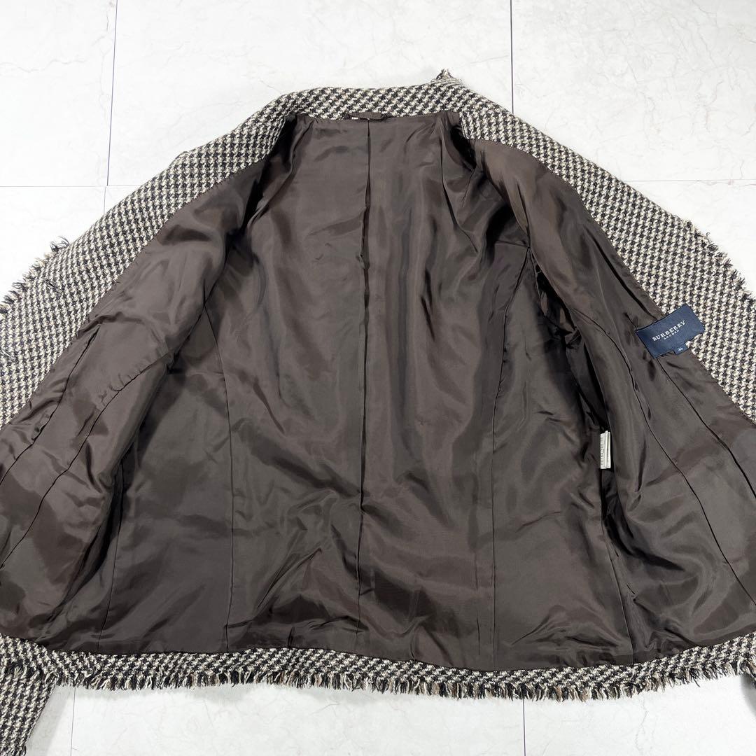 ✨未使用級 バーバリーロンドン 千鳥柄 フリンジ ジャケット イタリア生地 46