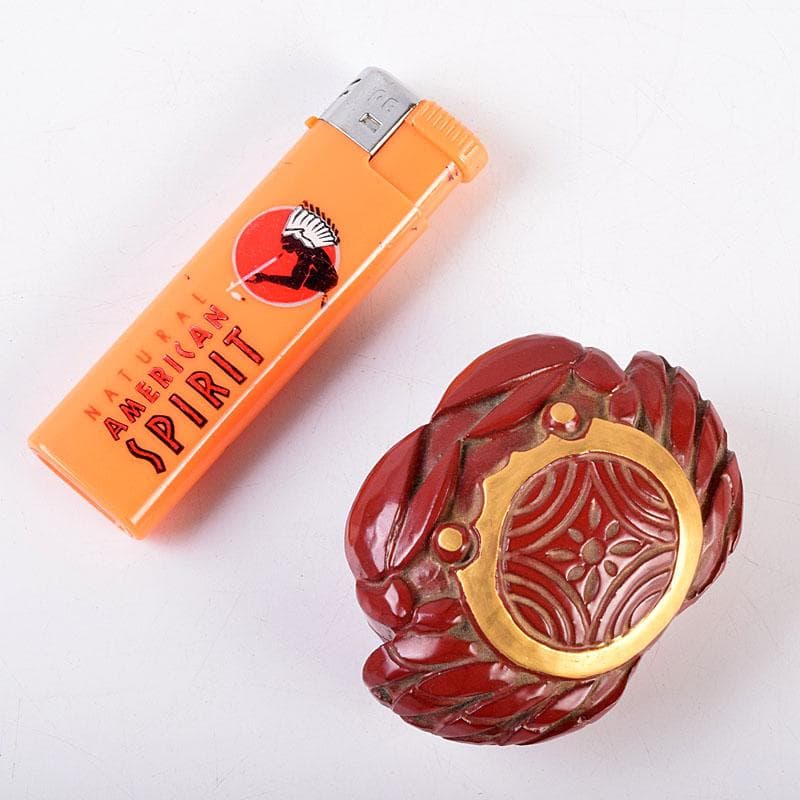 くりのぼう　高岡漆器　木彫師　般若勉（雲舟）作　蟹香合　共箱　V　8480