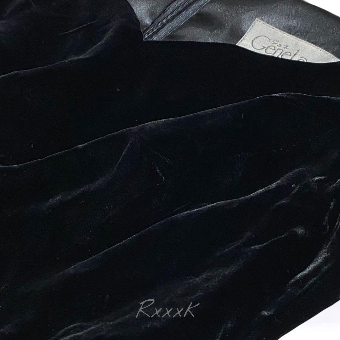 ジュネビビアン 高級 ロングドレス 演奏会 ベルベット 黒 ブラック