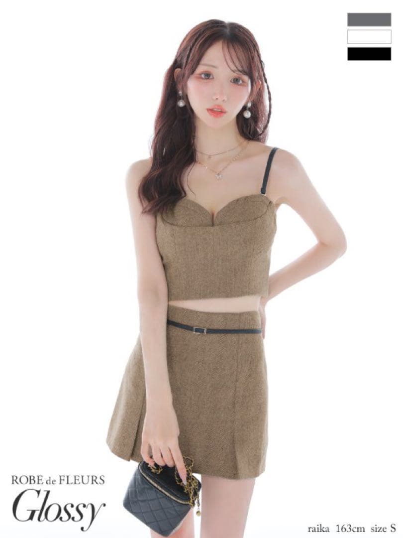 ROBE de FLEURS Glossy ブラウン キャバドレス