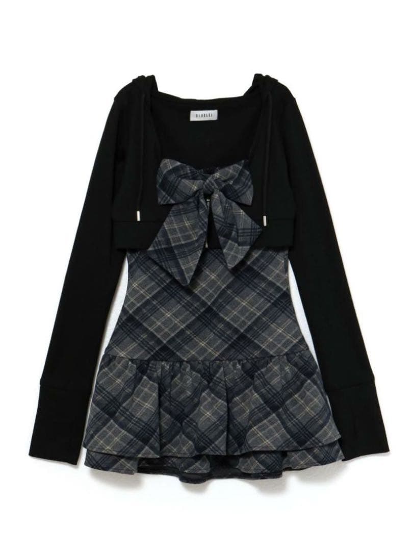 bubbles チェックパーカーワンピース
