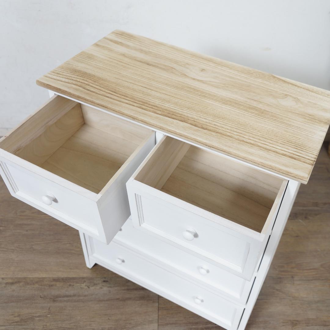 【新品】フレンチシック　ワイドチェスト シャビーホワイト　ガーリー　アウトレット