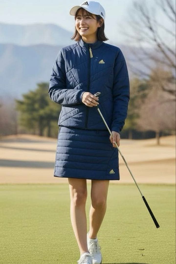 adidasゴルフ レディース 中綿ジャケット・スカートセットアップ ネイビーS