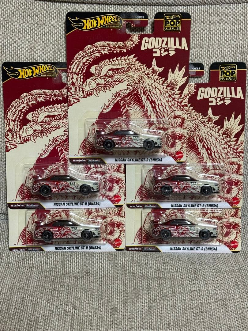 5台セット ゴジラ GT-R BNR34 ホットウィール ポップカルチャー
