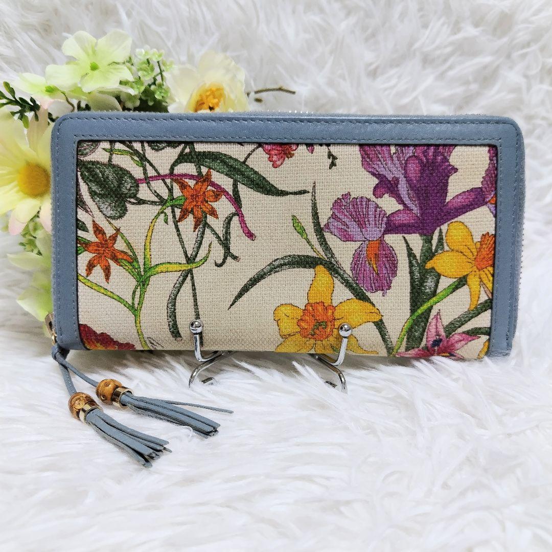 レア美品✨グッチ◇日本限定50周年モデルラウンド長財布　フローラブンブータッセル