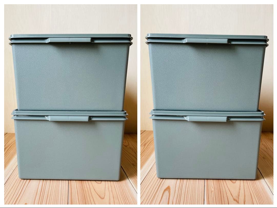 希少な美品/2個セット/送料込/タッパーウェア/ディープスーパーケース/緑/①