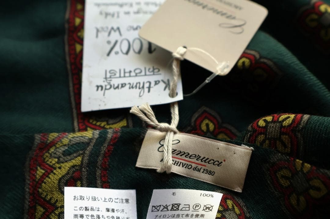 未使用 期間限定お値下げ イタリア カメルッチ・アルキヴィオ ダークグリーン小紋