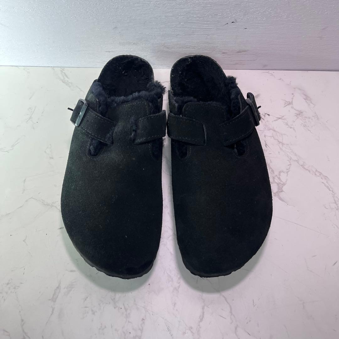 とこ【美品】ビルケンシュトック ボストン ボア付き 黒 39 25cm