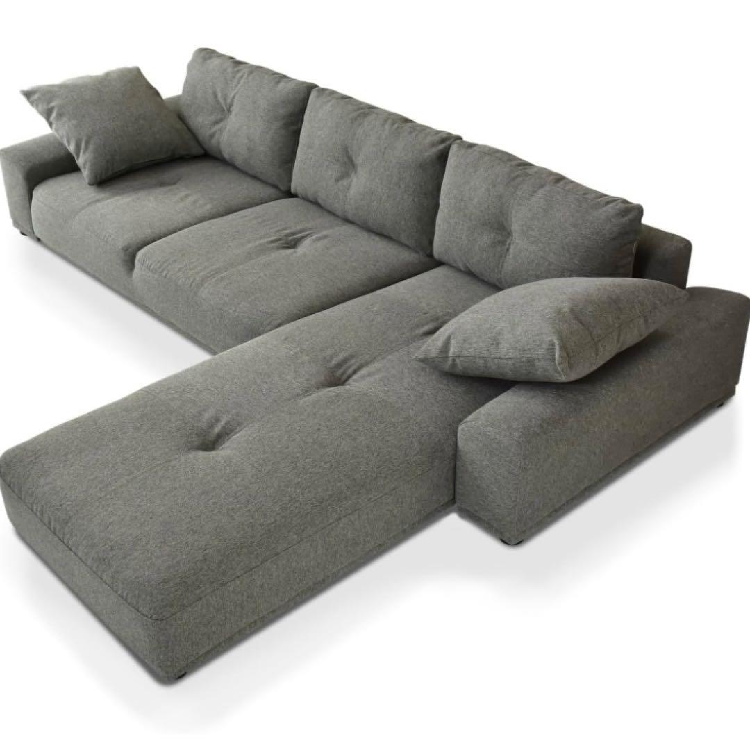 【迅速配送】DORIS ドリス 3人掛けL字型ローソファー クッション付き