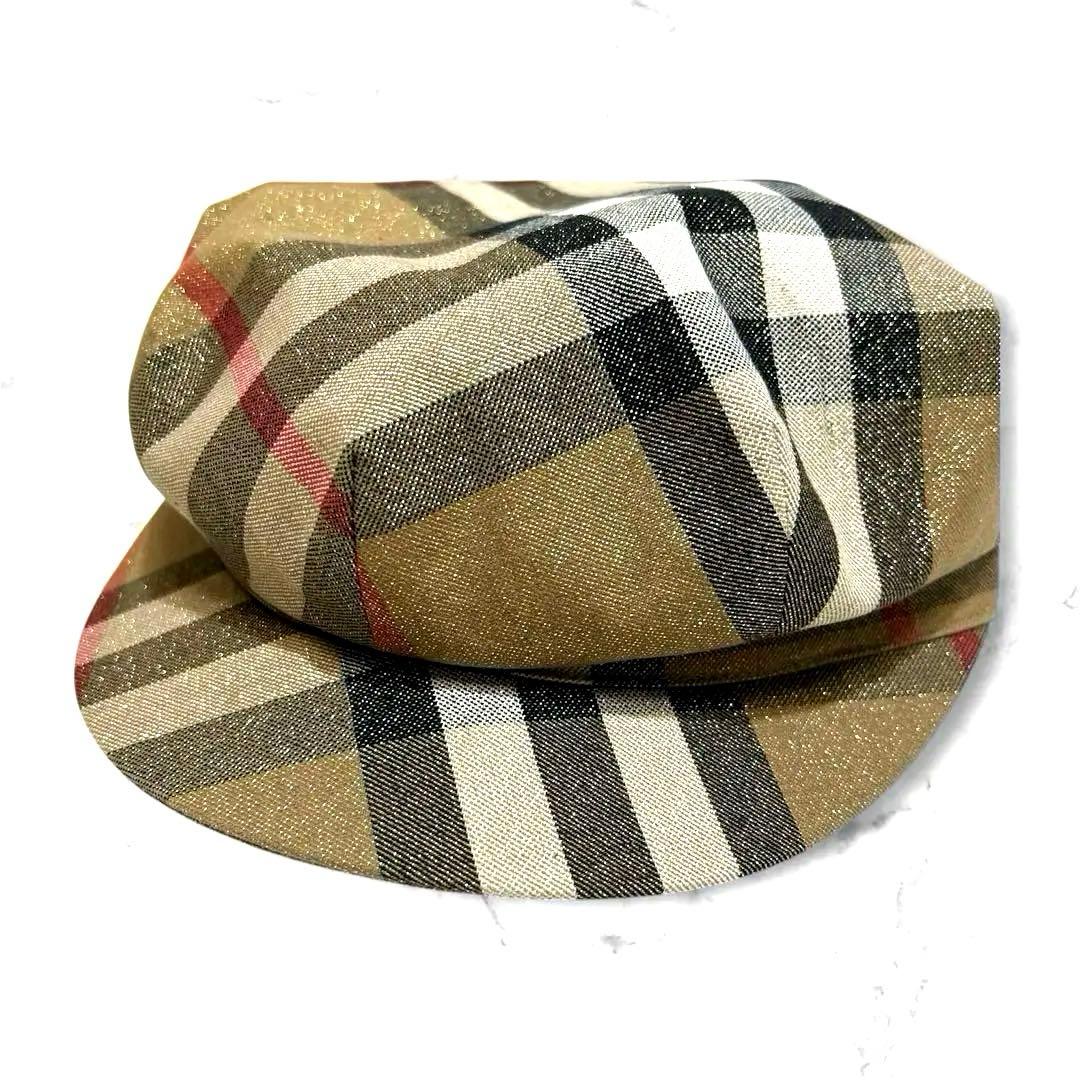 【希少】バーバリー　BURBERRY ラメ入りノバチェック キャスケット 帽子