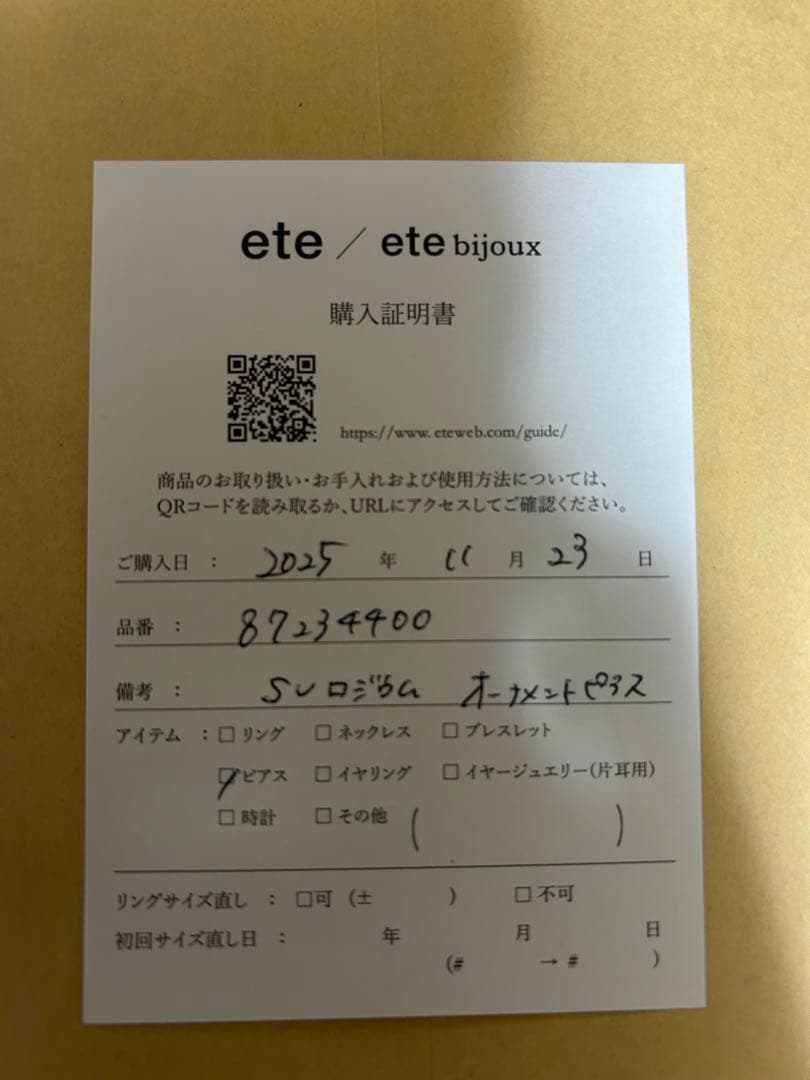 ete オーナメントピアス【スノードーム】片耳用