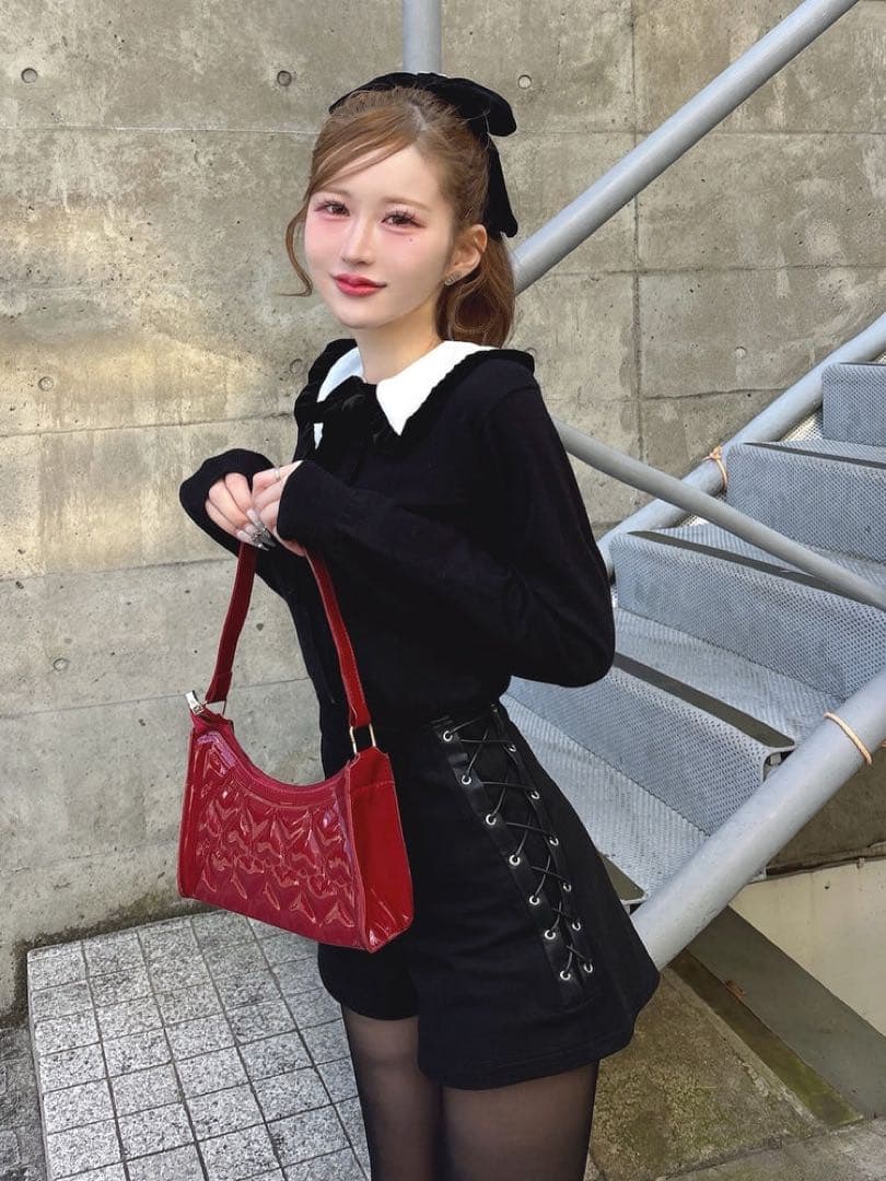 ダーリッチ 完売品 ハイウエストレースアップショートパンツ