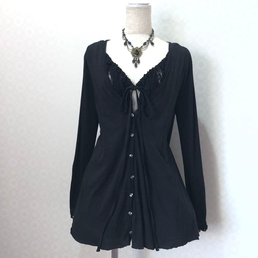 レース レイヤード カーディガン Y2K フェアリーグランジ ダークコア ゴス