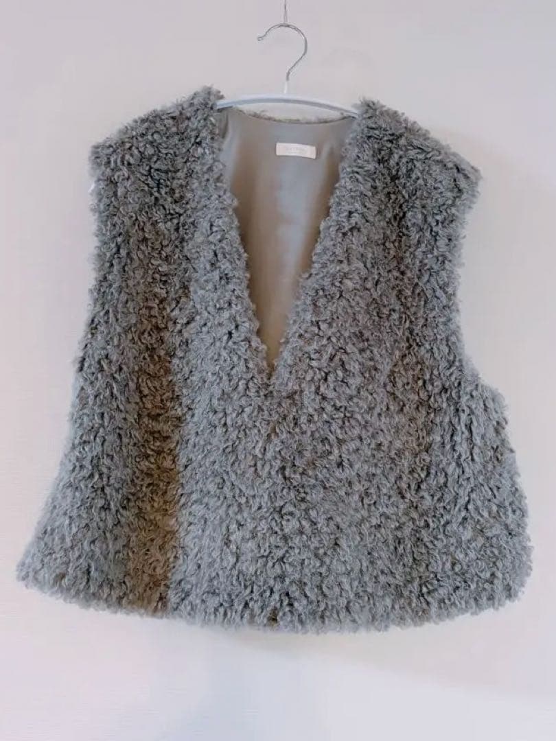 ballsey トゥモローランド ミックスファー Vネックベスト グレー 36