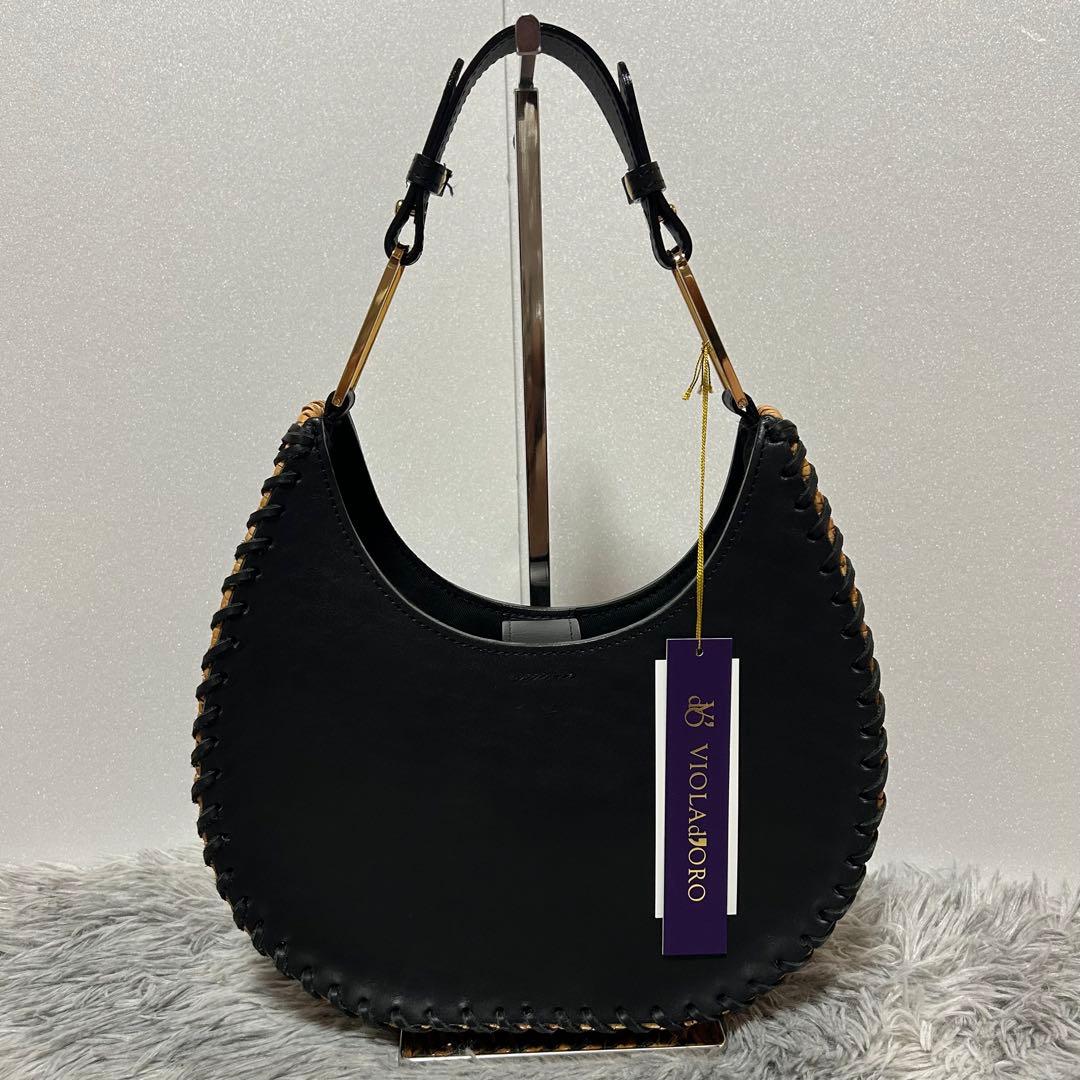 【未使用】VIOLAd’ORO MIRO かごバッグ レザー×ラタン