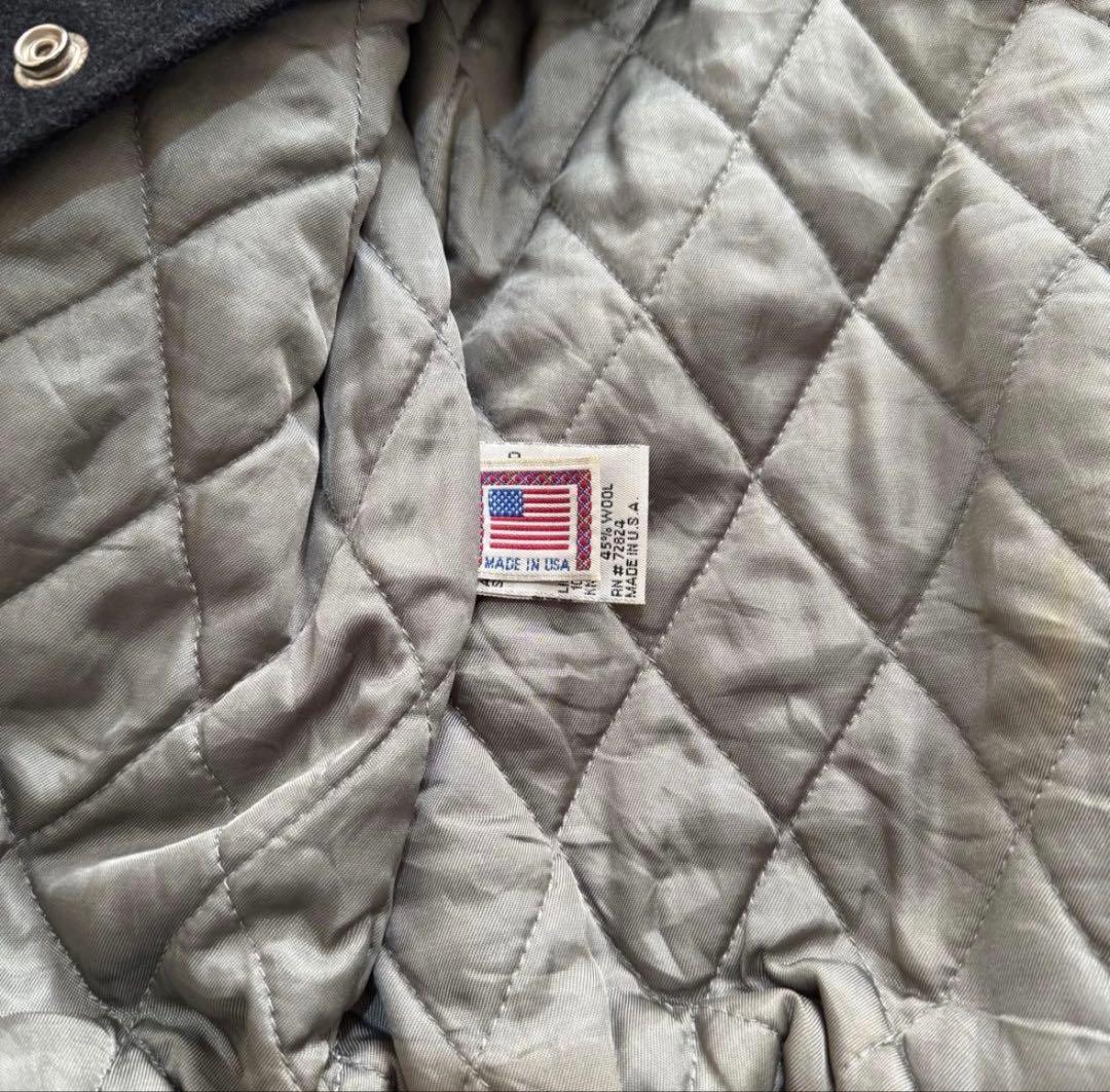 80s 70s golden bear レザースタジャン オールブラック 無地