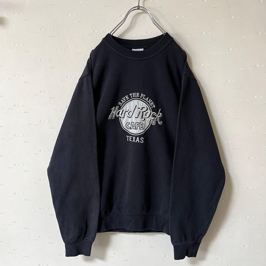 USA製 古着 90's ハードロックカフェ スウェット なえなの 銀 黒