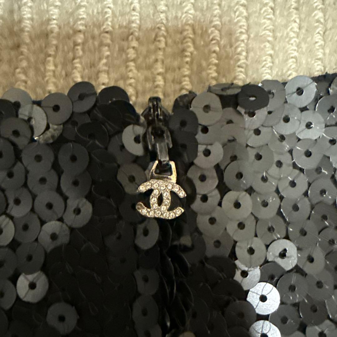 Chanel スパンコール 黒 ミニスカート
