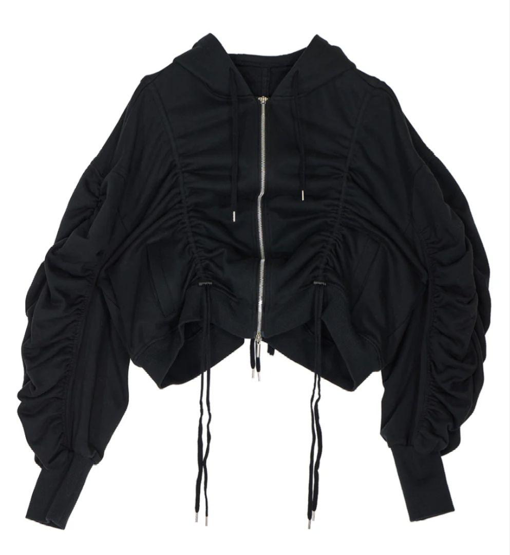 アメリ　ボリュームギャザージップアップフーディー