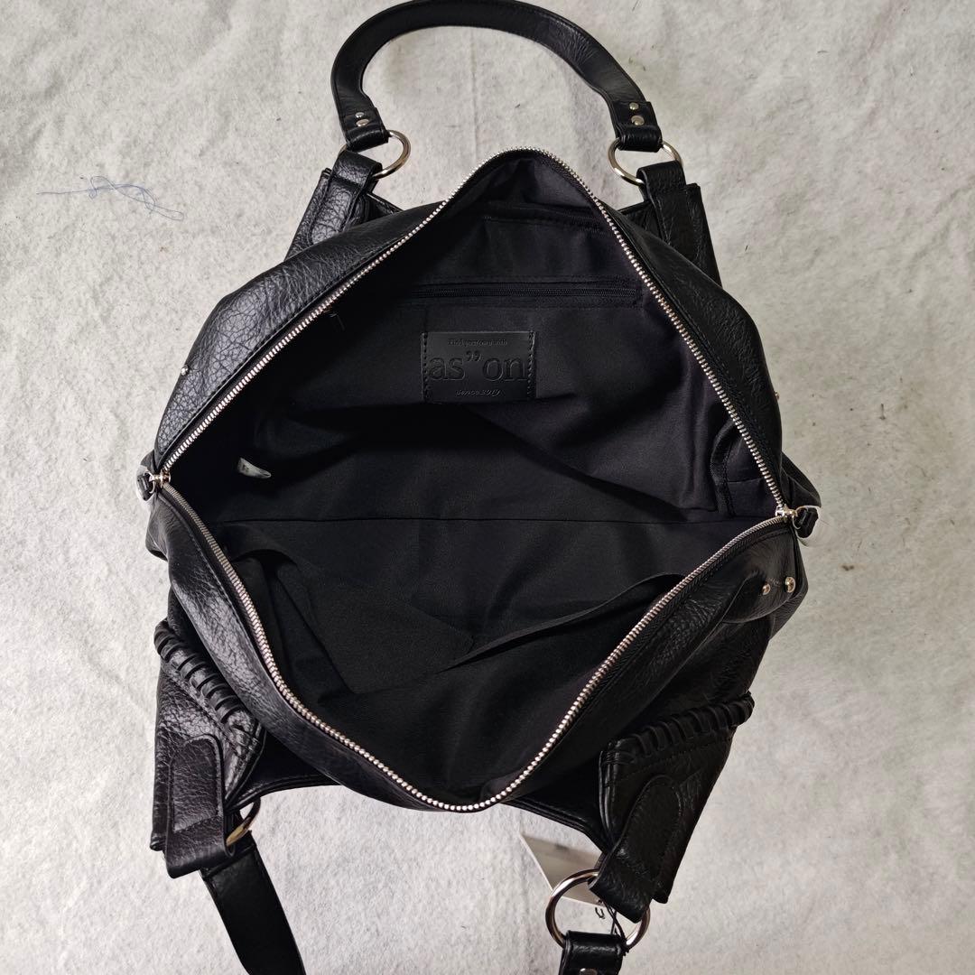 as\"on ason トートバッグ 2way レディース 黒 人気 Lサイズ
