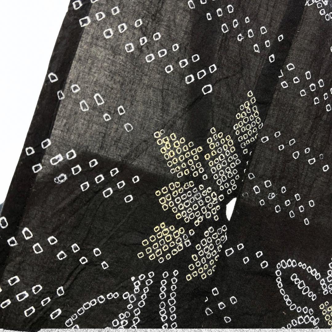 新品未着用　浴衣　有松鳴海絞り　連花模様　ブラック　着物　052w p