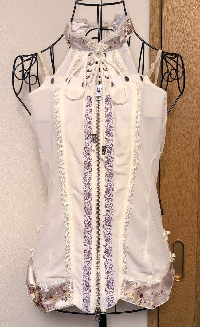 OzzOneste 和チャイナ ホルターネック ジップアップキャミソール