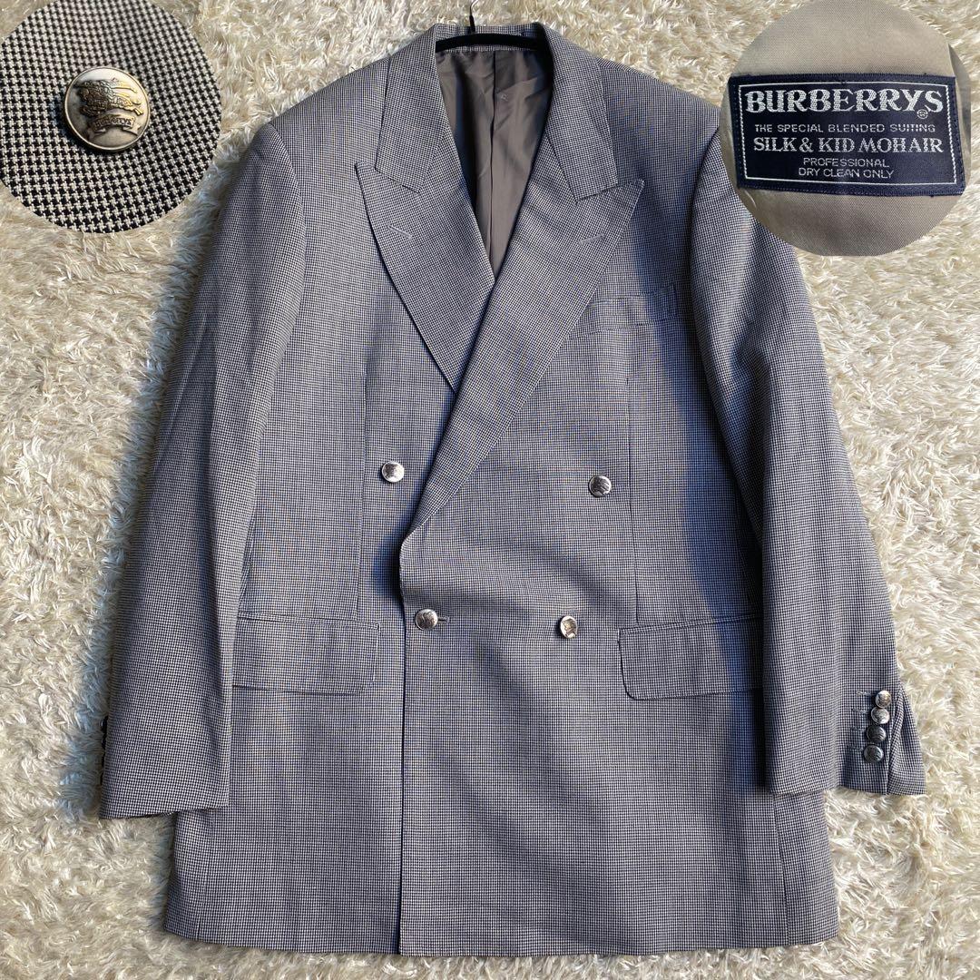 【美品】Burberrys バーバリー ダブルプレスト テーラードジャケット 銀