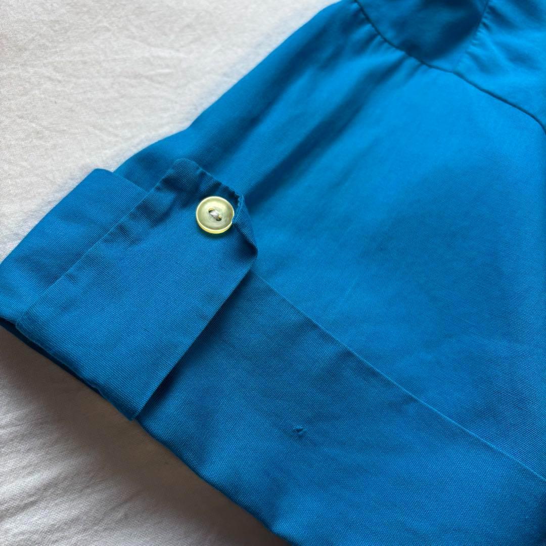 ヒルトン　ボーリングシャツ　半袖シャツ　ブルー　ヴィンテージ　古着　サイズ34