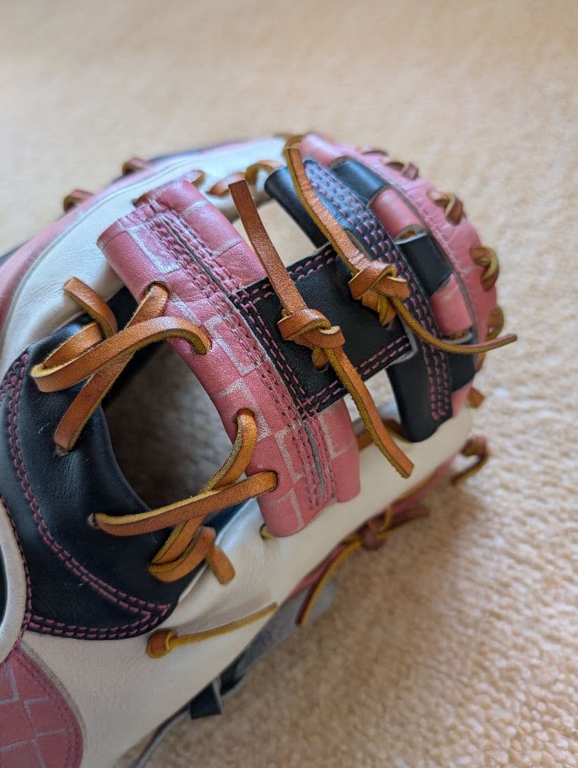 ZETT 軟式用グローブ ホワイト/ピンク/ブラック