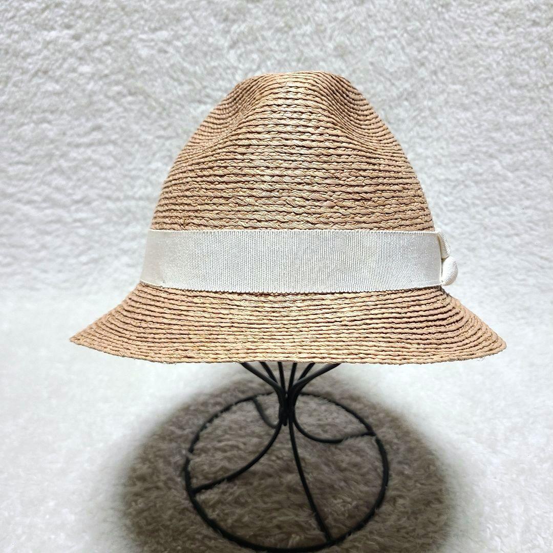 【人気】　ヘレンカミンスキー　ハット　中折れ帽　ラフィア　麦わら帽子　リーフ金具
