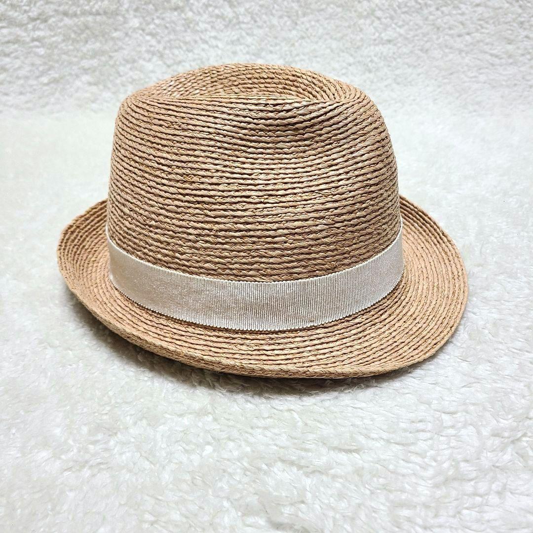 【人気】　ヘレンカミンスキー　ハット　中折れ帽　ラフィア　麦わら帽子　リーフ金具
