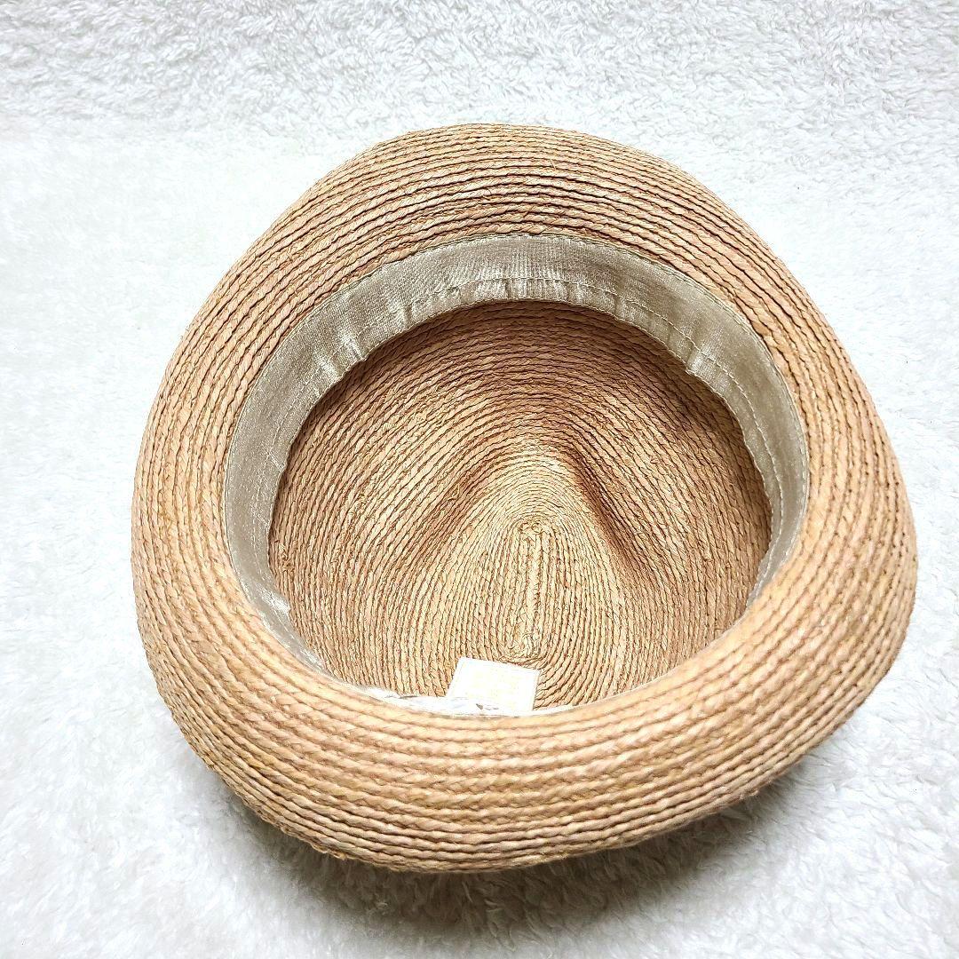 【人気】　ヘレンカミンスキー　ハット　中折れ帽　ラフィア　麦わら帽子　リーフ金具