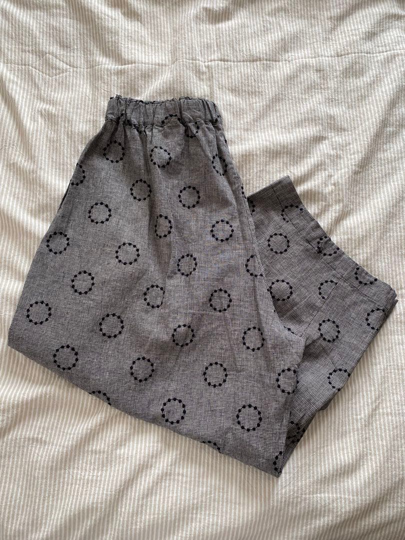 【blue willow】コットンリネンサークル刺繍コクーンパンツ