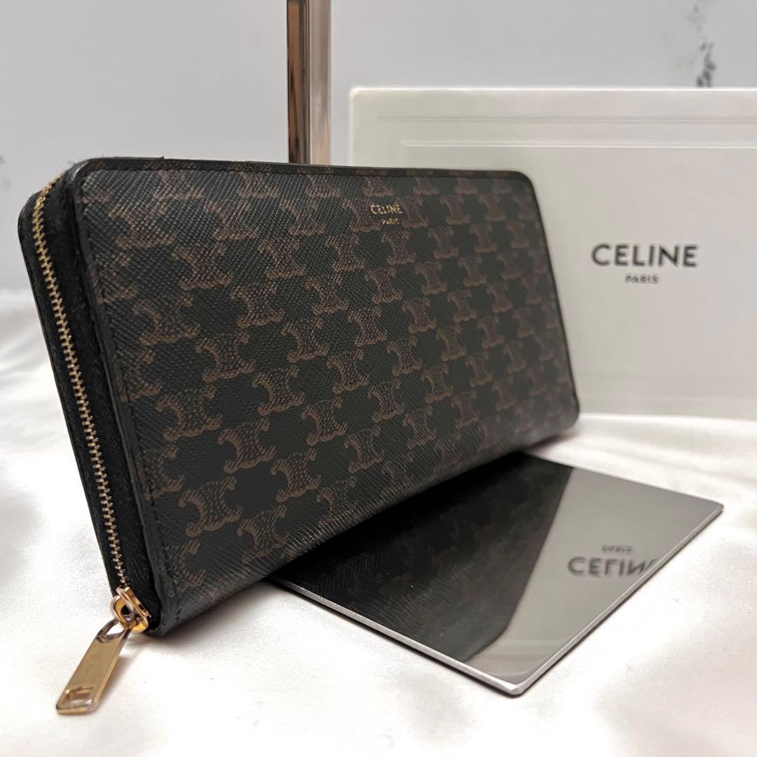 ◇極美品◇セリーヌ　ラージジップウォレット　トリオンフ×ゴールド金具　長財布