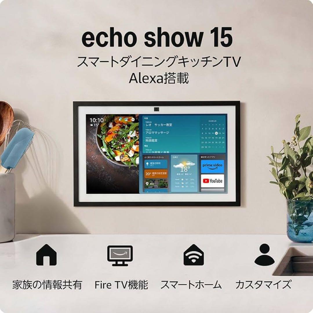 半額！！Echo Show 15 スマートTV 壁掛け用取り付け金具付使用感なし