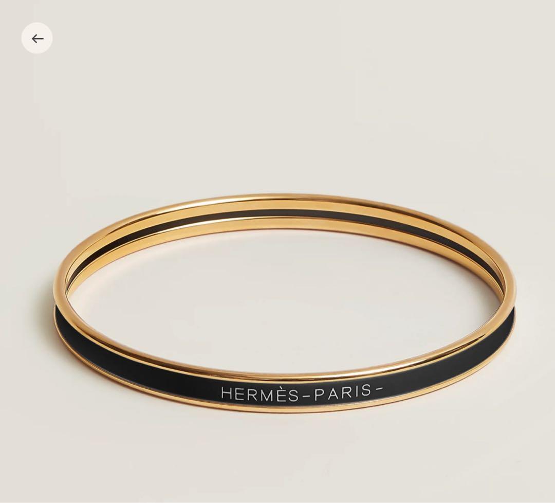 HERMÈS ゴールド ブラック バングル　ユニ