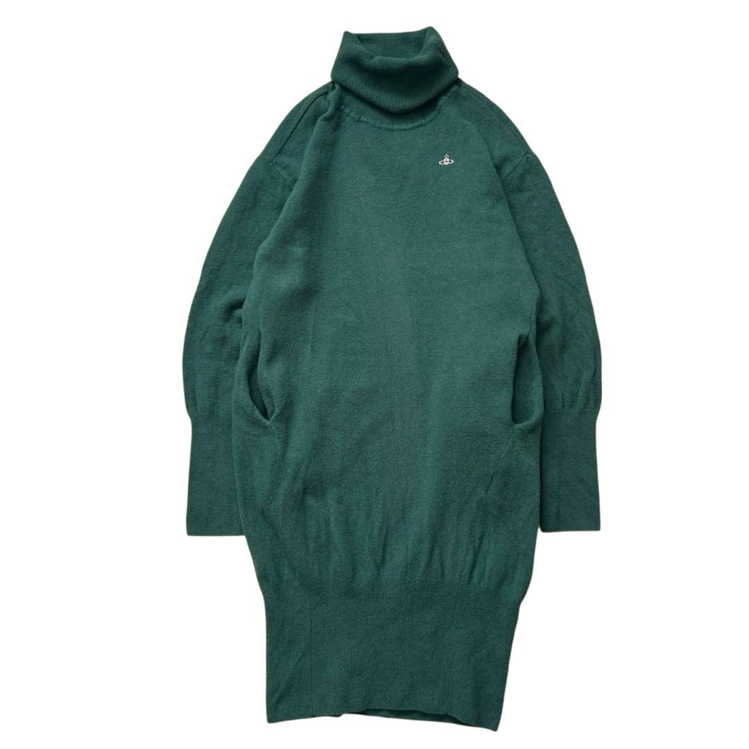 ヴィヴィアンウエストウッド　ウーレンベーシックタートルニットワンピース　緑
