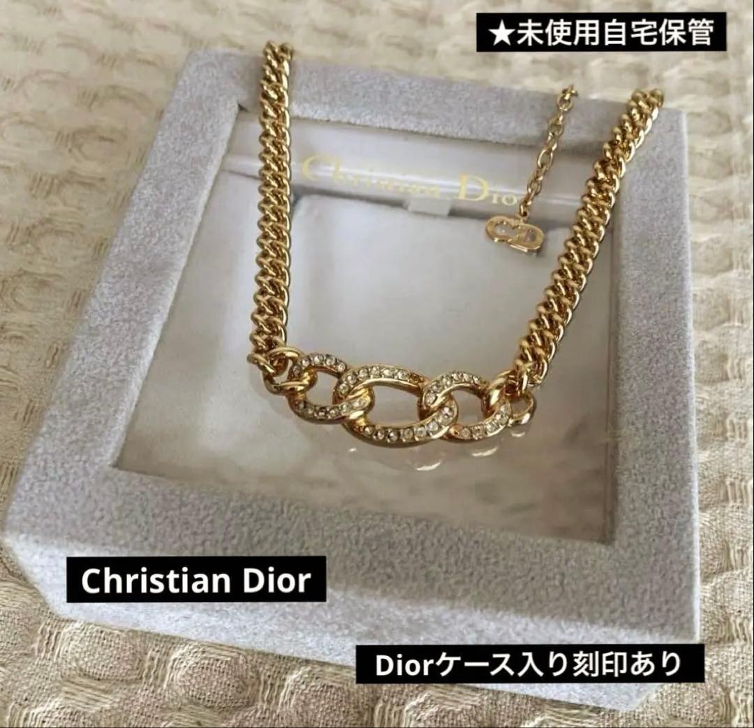 Christian Diorネックレス ★ラインストーン★未使用箱入り、刻印あり