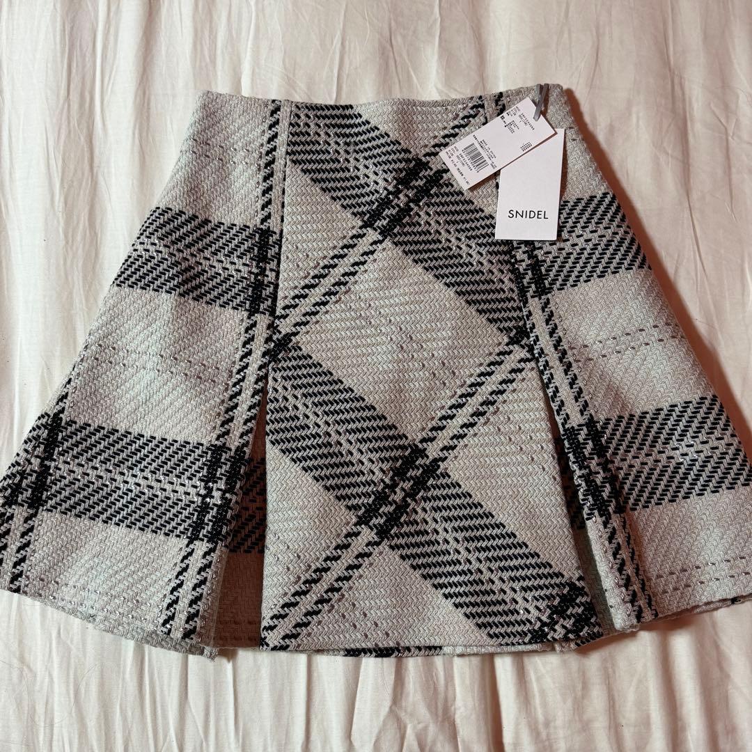 SNIDEL ロービングチェックミニスカート （IVR）サイズM