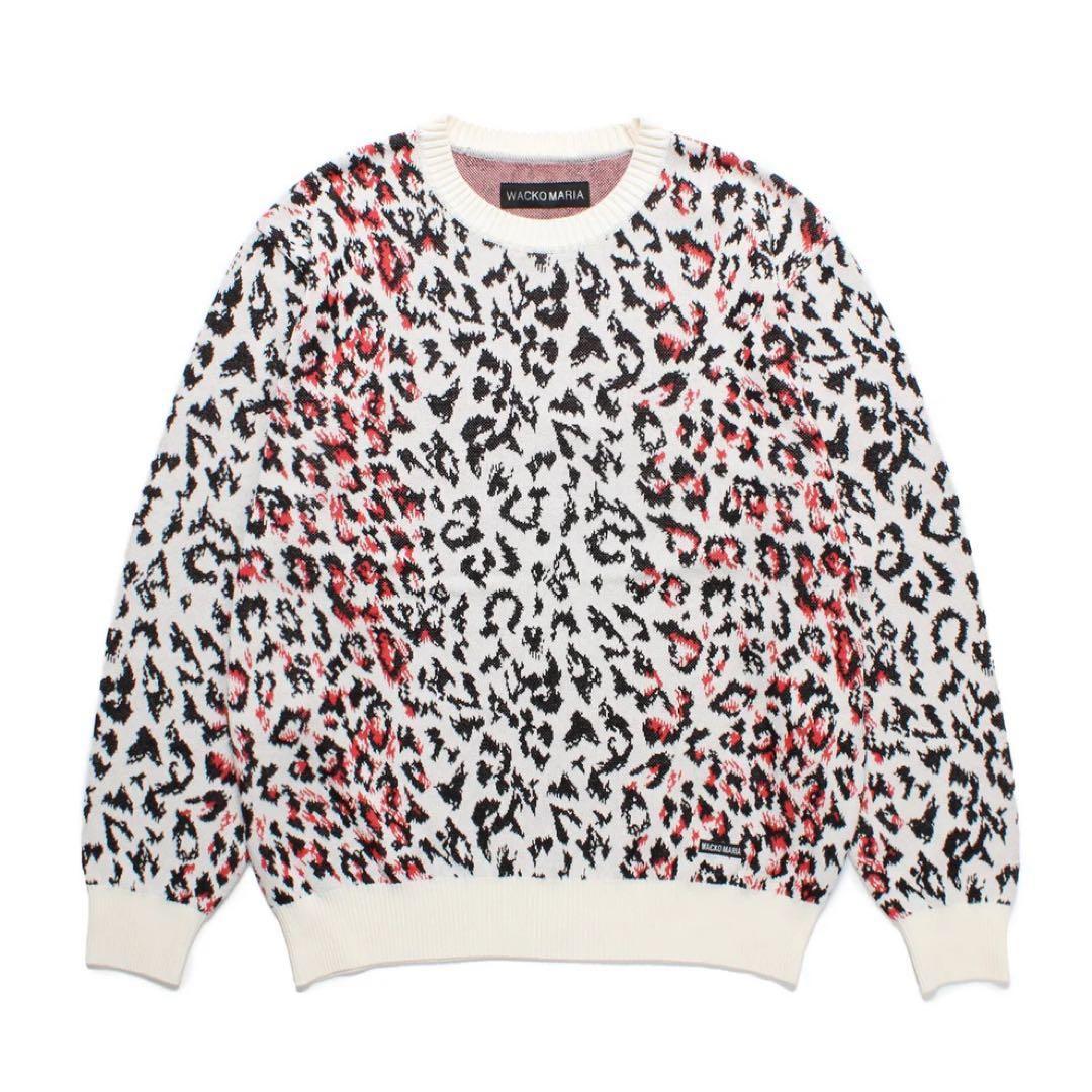 WACKO MARIA ワコマリア　25SS レオパード　セーター　ホワイト　M
