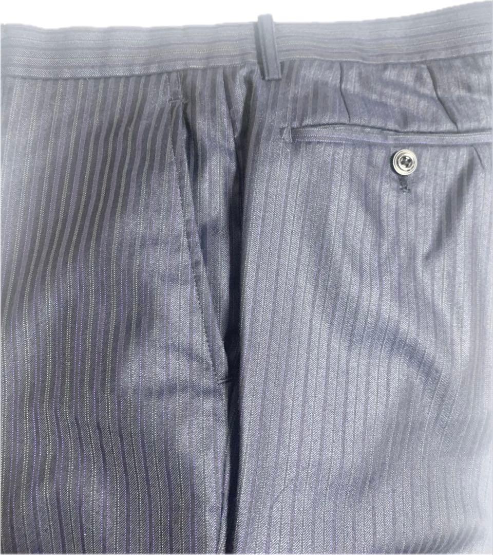 【美品】ムッシュニコル ダークストライプ スリーピース 光沢 ダークネイビー