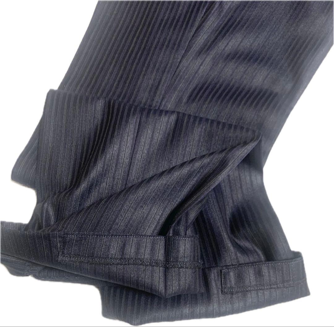 【美品】ムッシュニコル ダークストライプ スリーピース 光沢 ダークネイビー