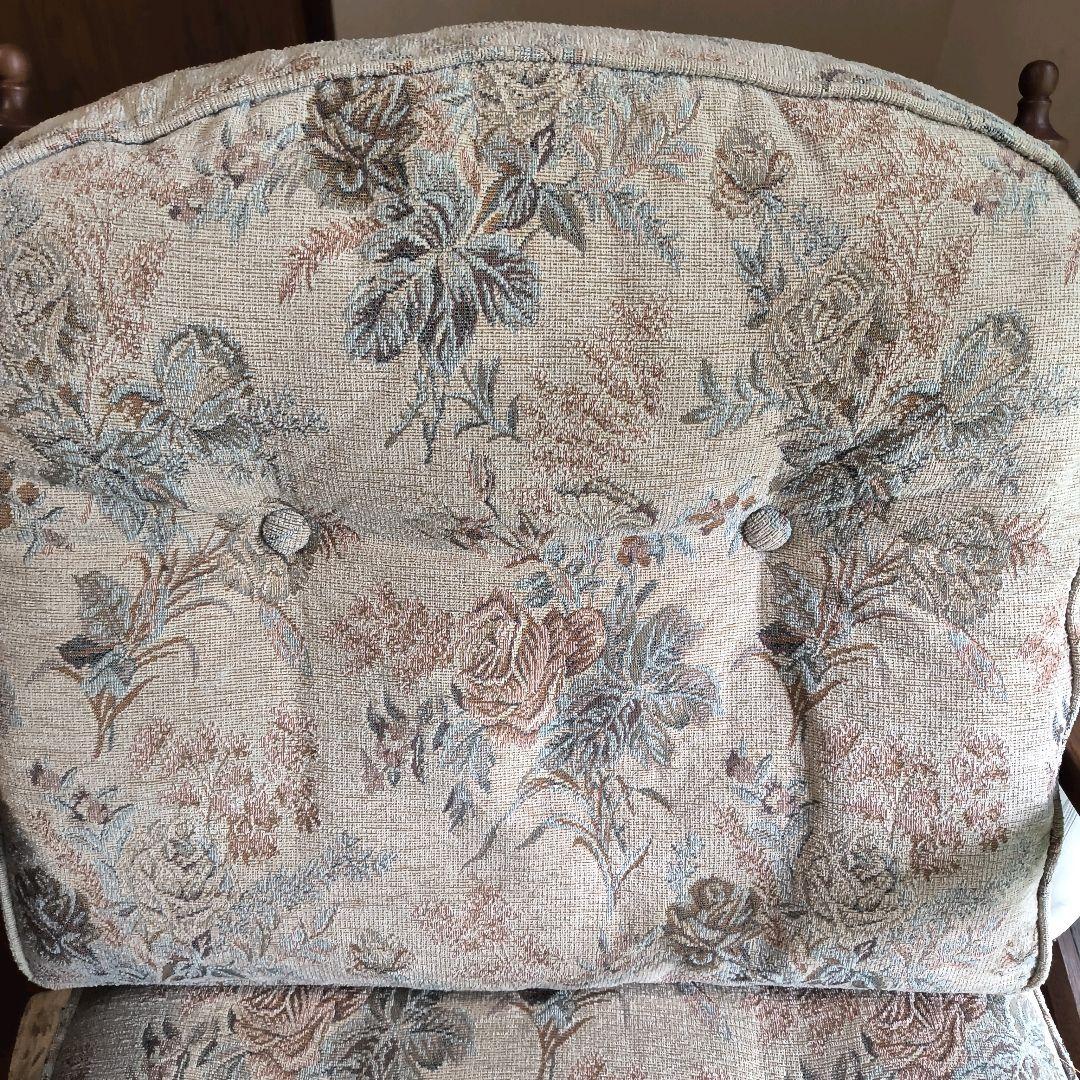 2脚 飛騨産業 クラシック 花柄 アームチェア 1人掛け 無垢材