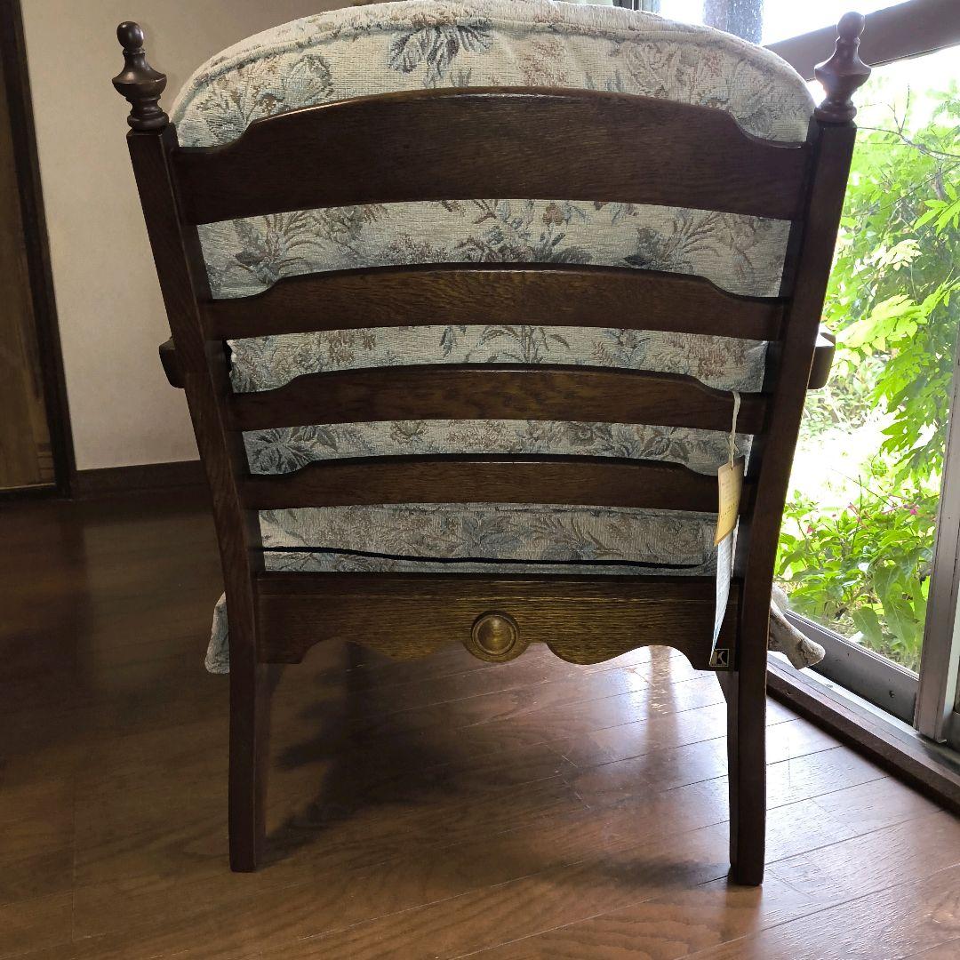 2脚 飛騨産業 クラシック 花柄 アームチェア 1人掛け 無垢材